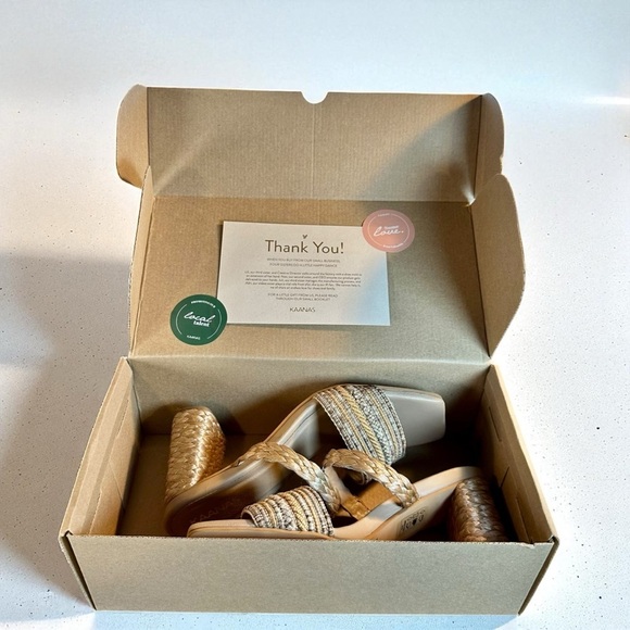 NWT Kaanas Braided Jute Accented Double Strap Slip-On Block Heeled Sandals Sz 9 - Picture 10 of 13